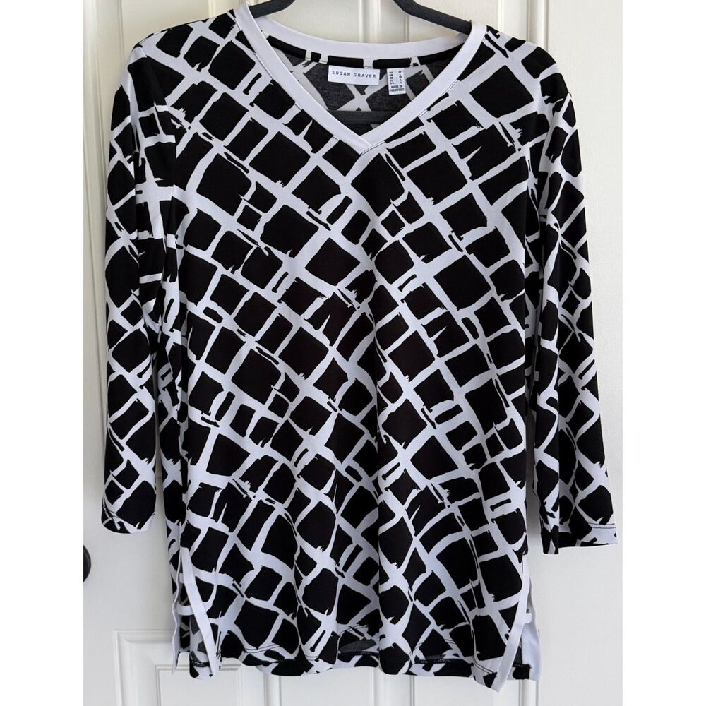 Susan Graver Women's 3/4 Sleeve Tunic Blouse size M